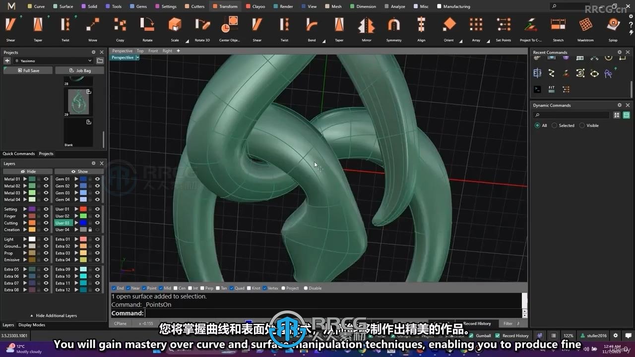 【中文字幕】Rhino 3D与MatrixGold高级曲面建模视频教程