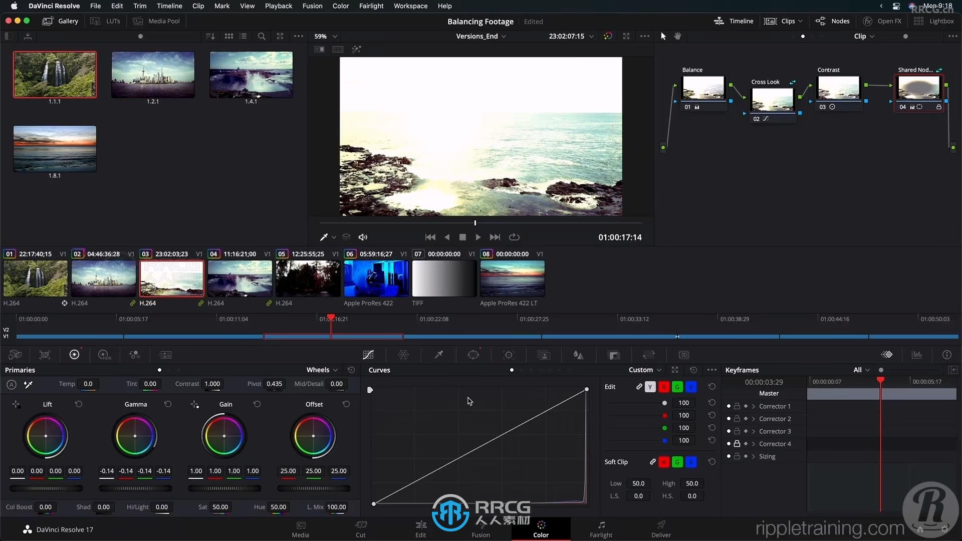 DaVinci Resolve 18色轮曲线镜头调色技术视频教程