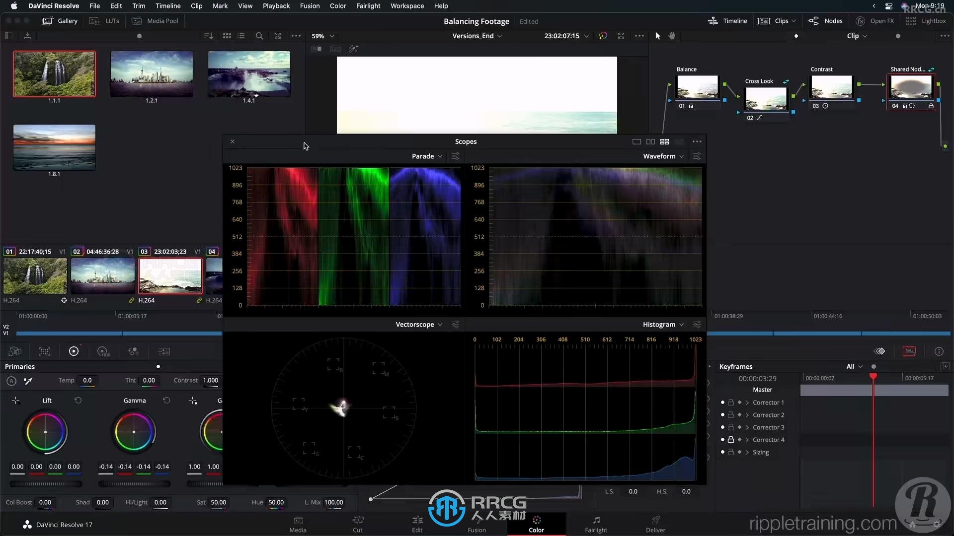 DaVinci Resolve 18色轮曲线镜头调色技术视频教程