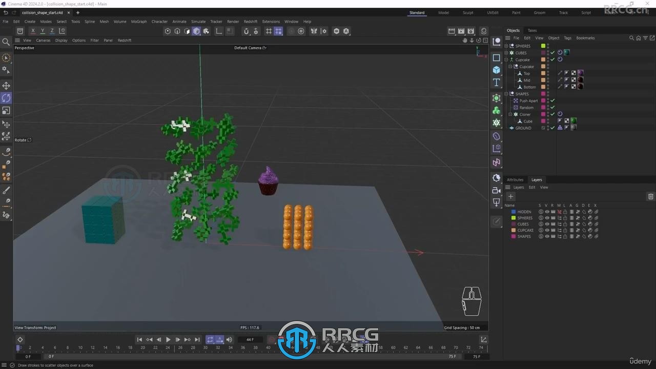 C4D逼真物理仿真模拟动画实例制作训练视频教程