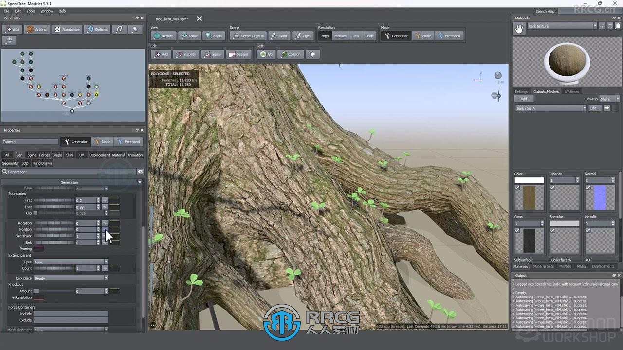 SpeedTree游戏树叶模型完整制作流程视频教程