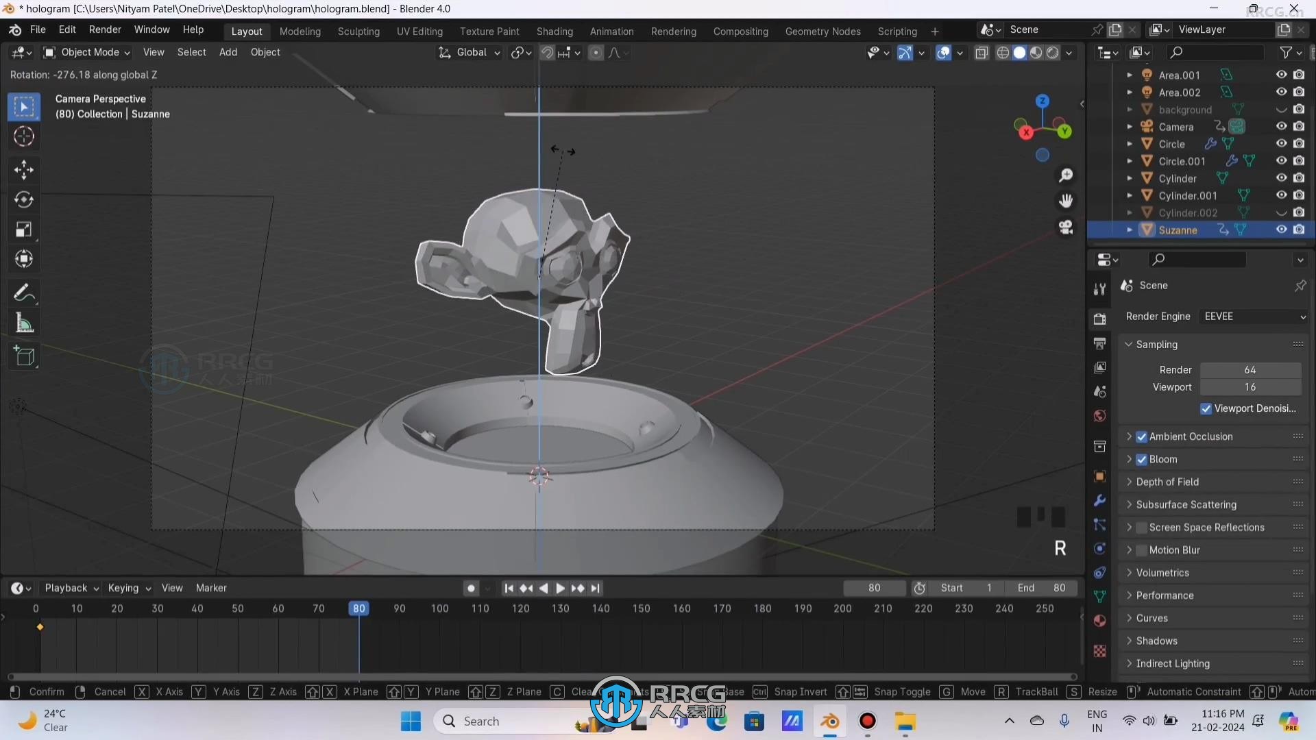 Blender 3D全息图视觉特效实例制作训练视频教程