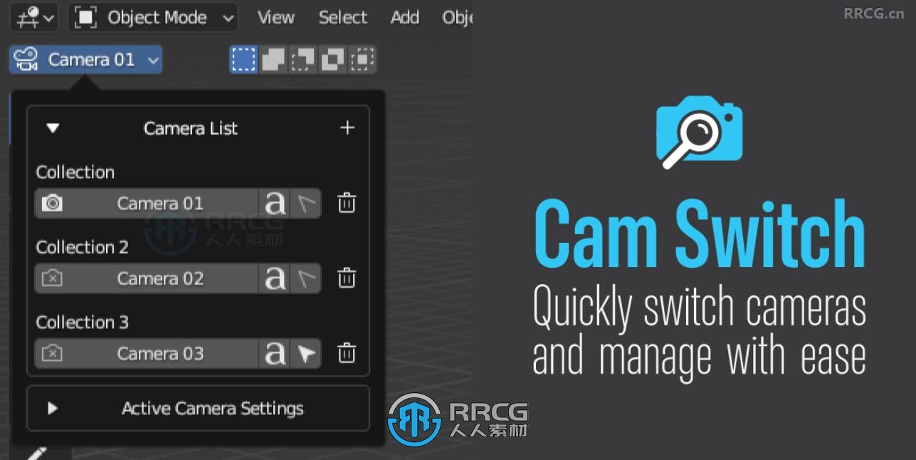 CamSwitch摄像机快速切换Blender插件V1.1版
