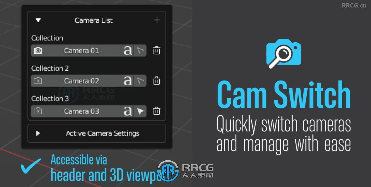 CamSwitch摄像机快速切换Blender插件V1.1版