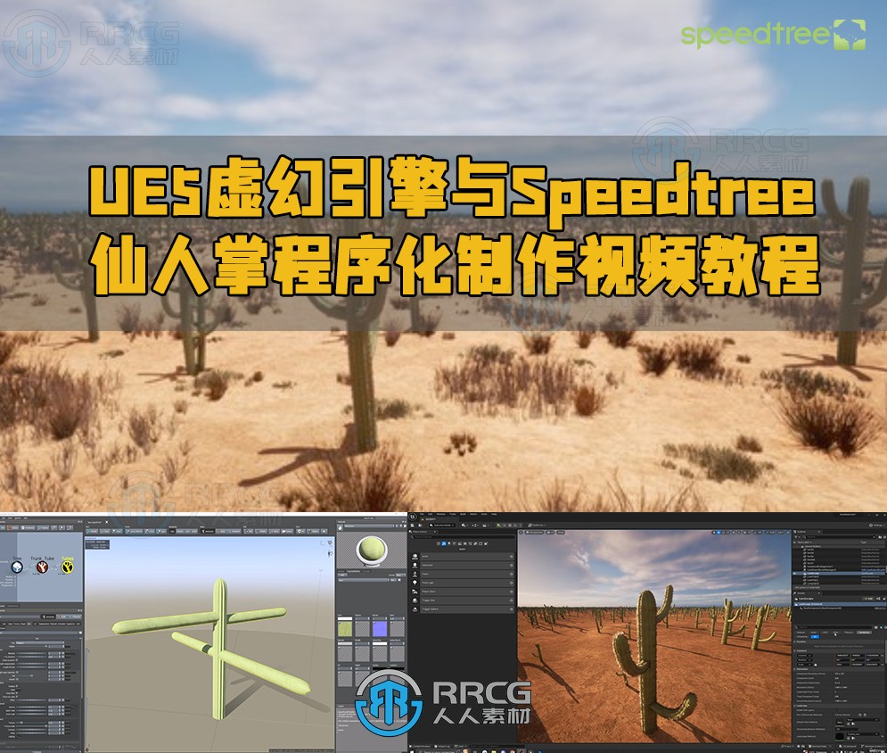 UE5虚幻引擎与Speedtree逼真仙人掌程序化制作视频教程