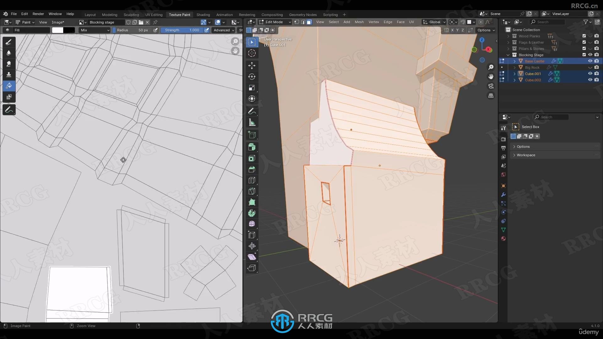 Blender 4.1城堡游戏资产纹理绘制视频教程