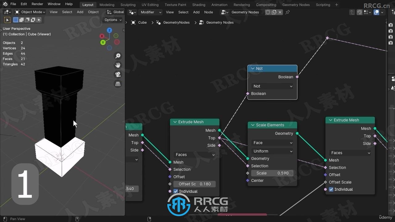 Blender 4几何节点制作程序化建筑视频教程