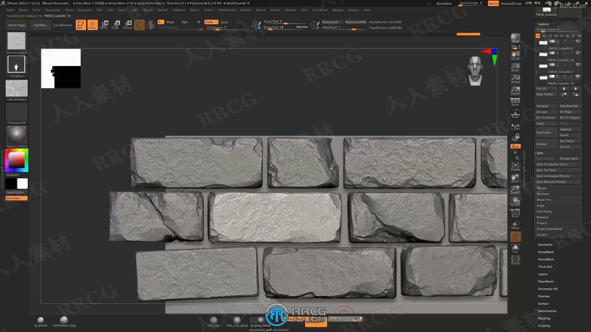 【中文字幕】Zbrush瓷砖砖墙材质雕刻大师级视频教程