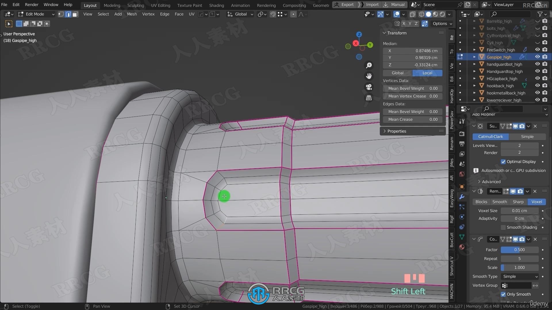 Blender 3A级游戏武器AK47模型制作工作流程视频教程