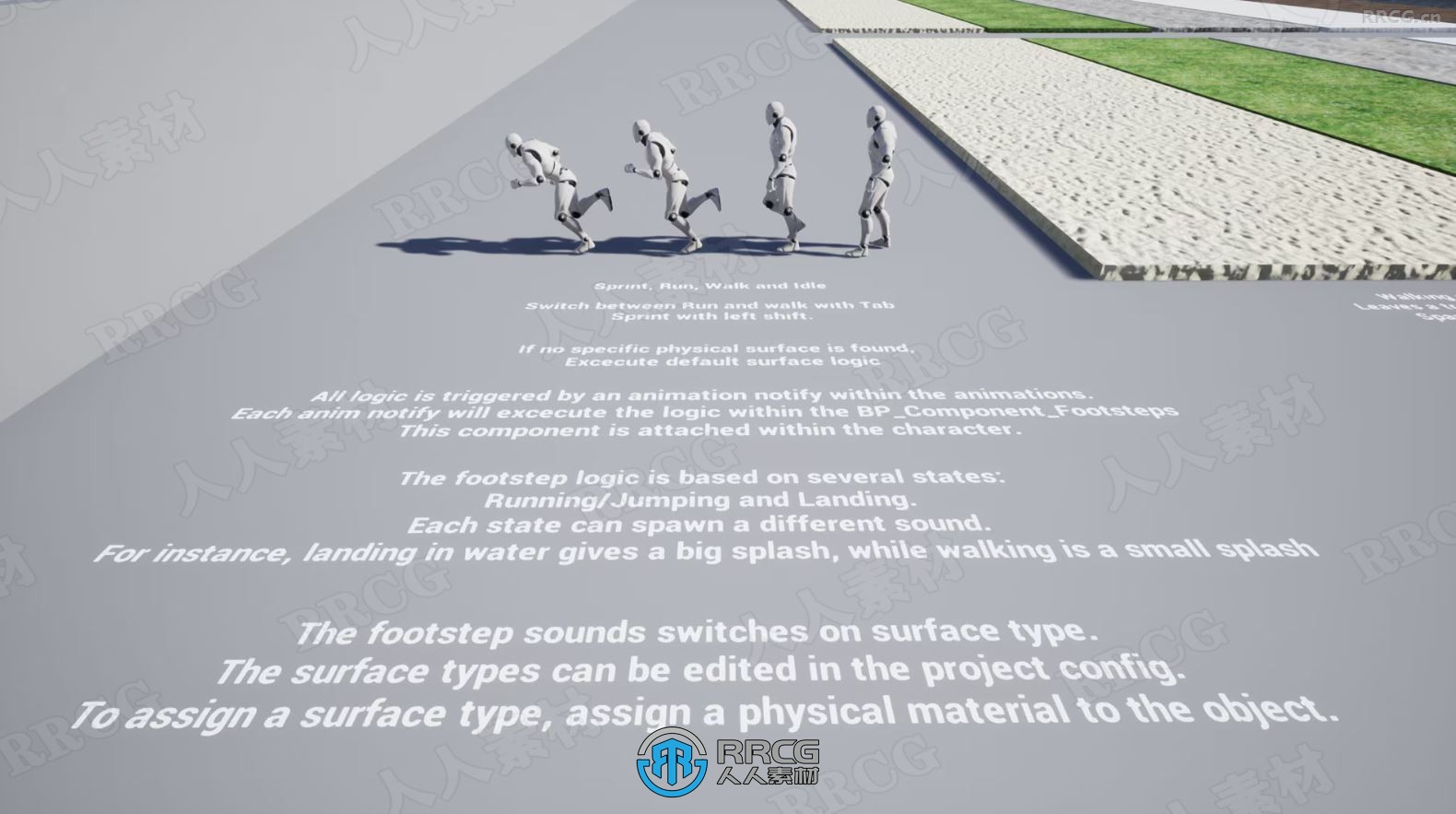 动态脚步行走地表动画物理系统UE游戏素材