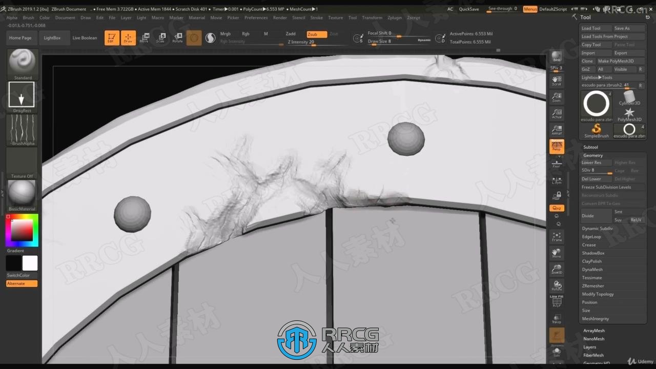 ZBrush与Maya与SP游戏盾牌道具建模和纹理绘制视频教程