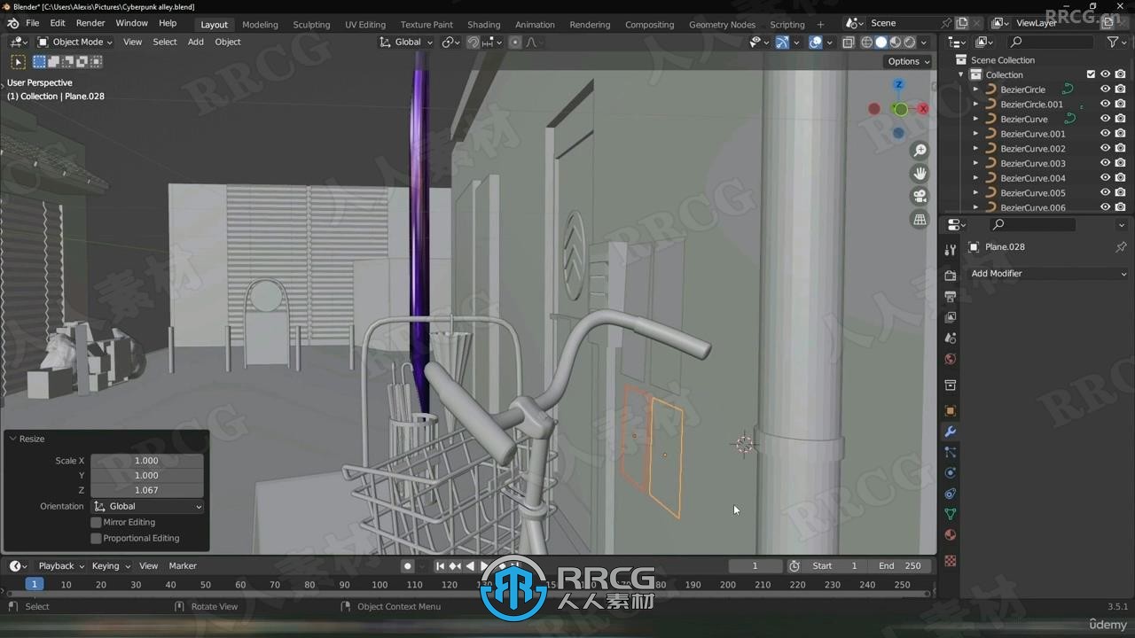 Blender日本街边小巷环境场景制作流程视频教程