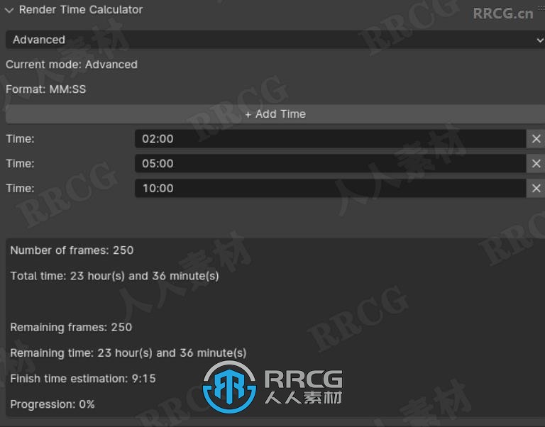 Render Time Calculator渲染时间计算器Blender插件V3.0.0版