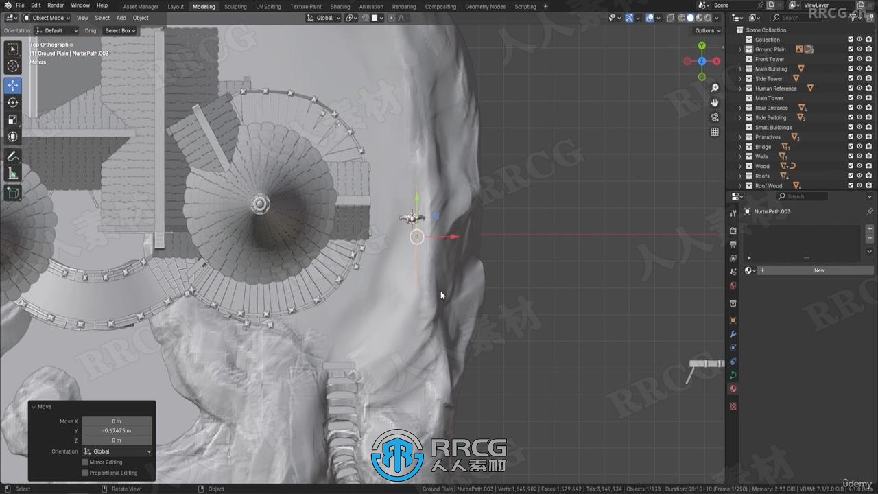 Blender 4复古迷你城堡池塘石桥完整制作流程视频教程