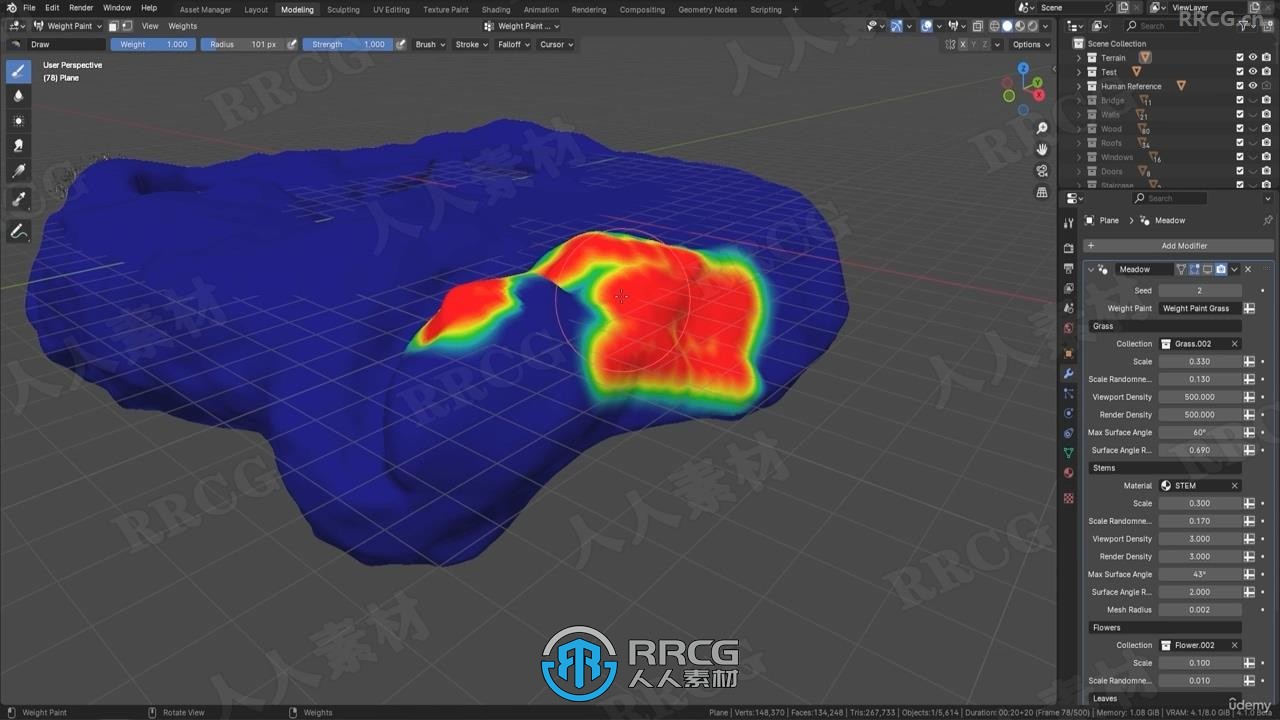 Blender 4复古迷你城堡池塘石桥完整制作流程视频教程