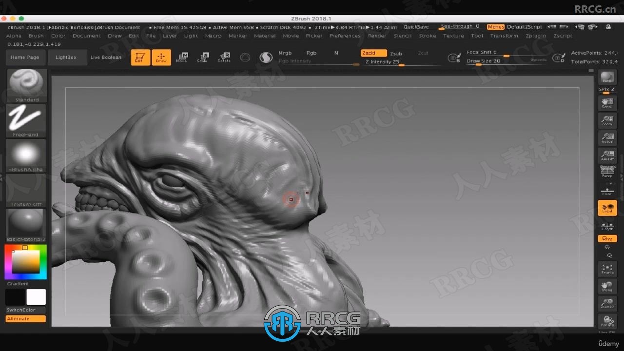 ZBrush与Keyshot恐怖鱼人半身像建模雕刻制作流程视频教程