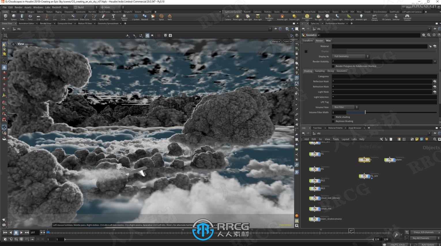 Houdini天空体积云视觉特效制作流程视频教程