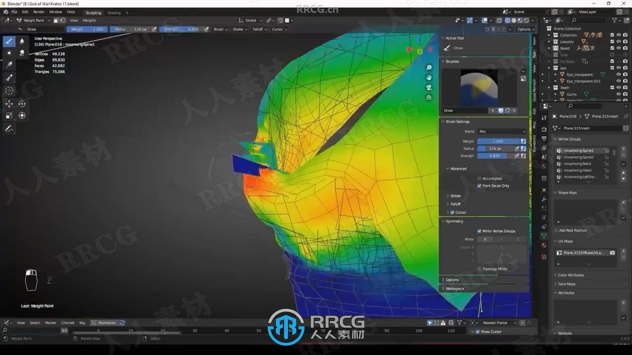 Blender奎托斯《战神》游戏角色完整制作流程视频教程