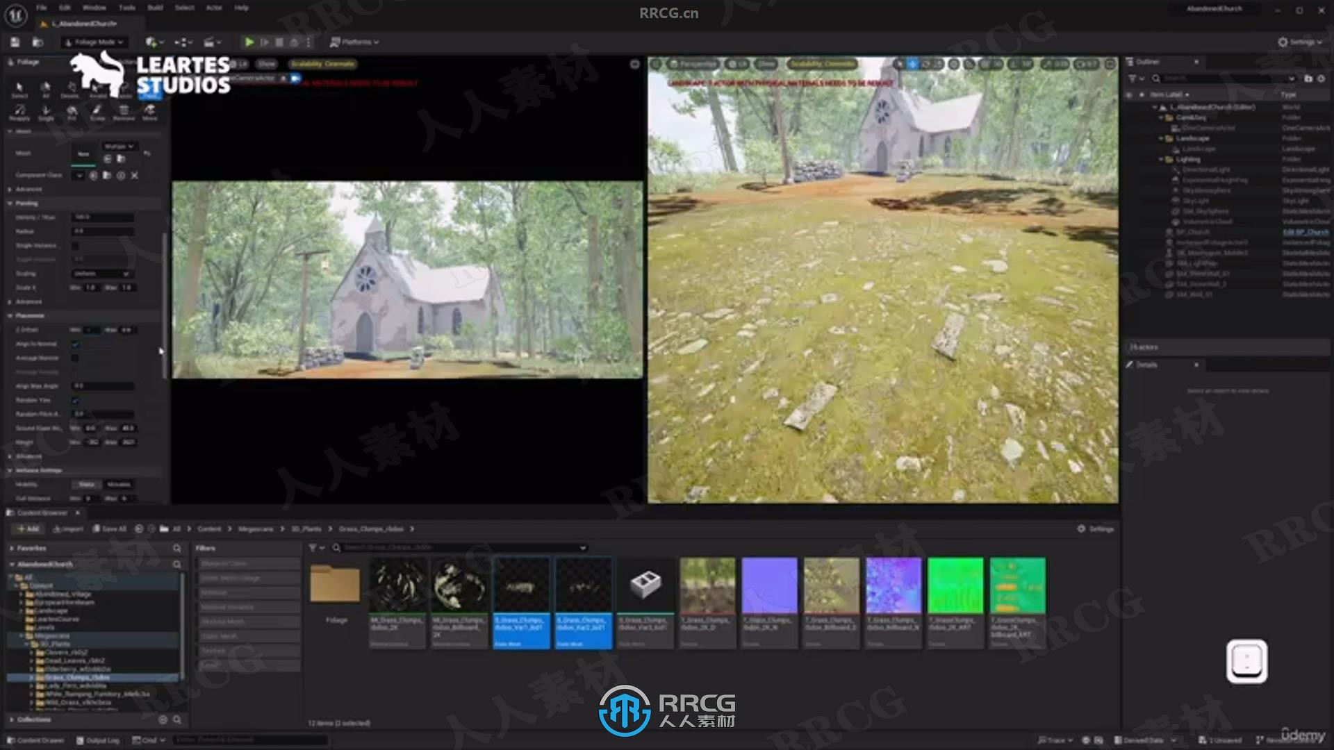 UE5虚幻引擎废弃教堂环境场景制作流程视频教程