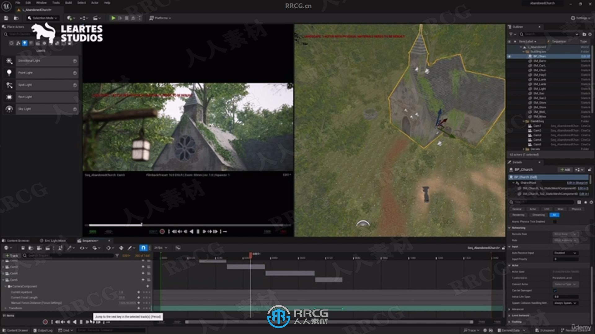 UE5虚幻引擎废弃教堂环境场景制作流程视频教程
