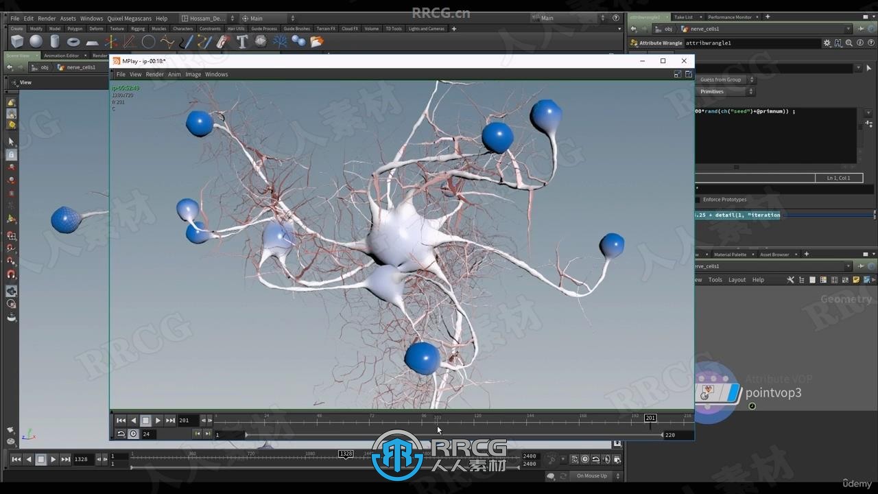 Houdini神经元细胞视觉特效制作视频教程
