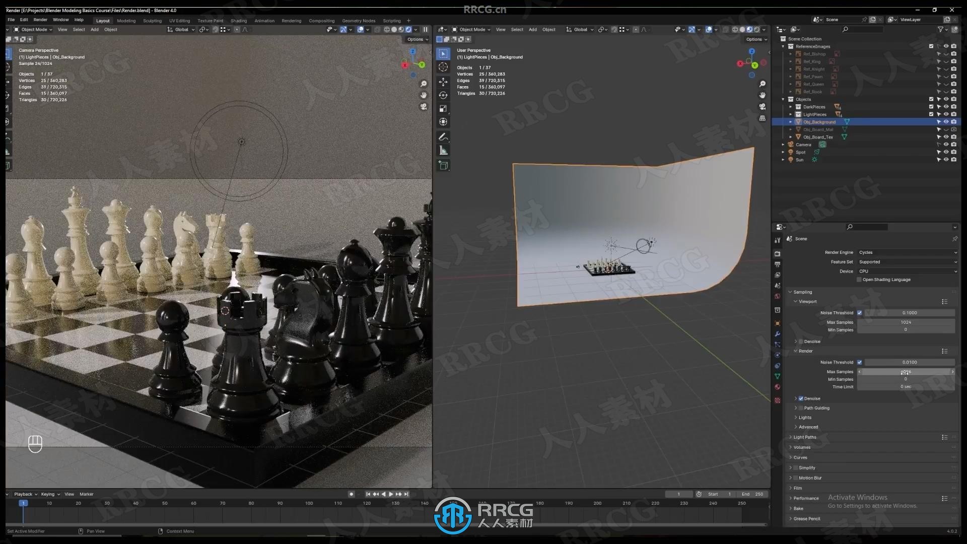 Blender国际象棋棋盘器具实例制作视频教程