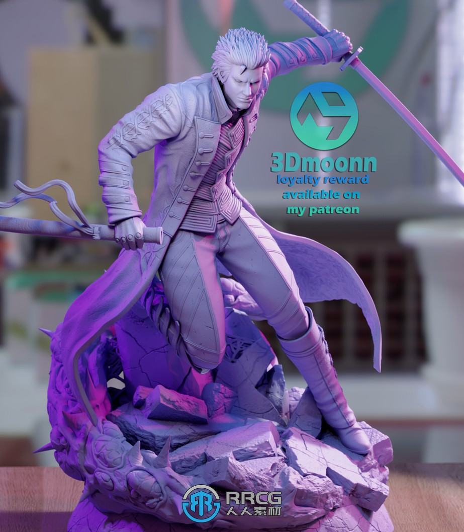 维吉尔《鬼泣5》游戏角色雕刻手办3D打印模型