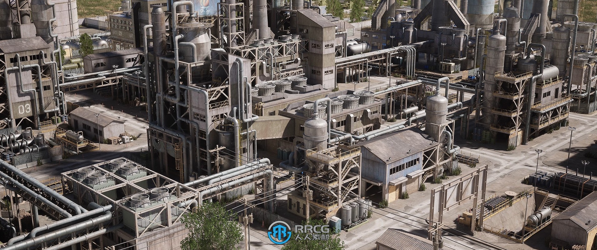 大型化工厂与炼油厂环境场景UE游戏素材