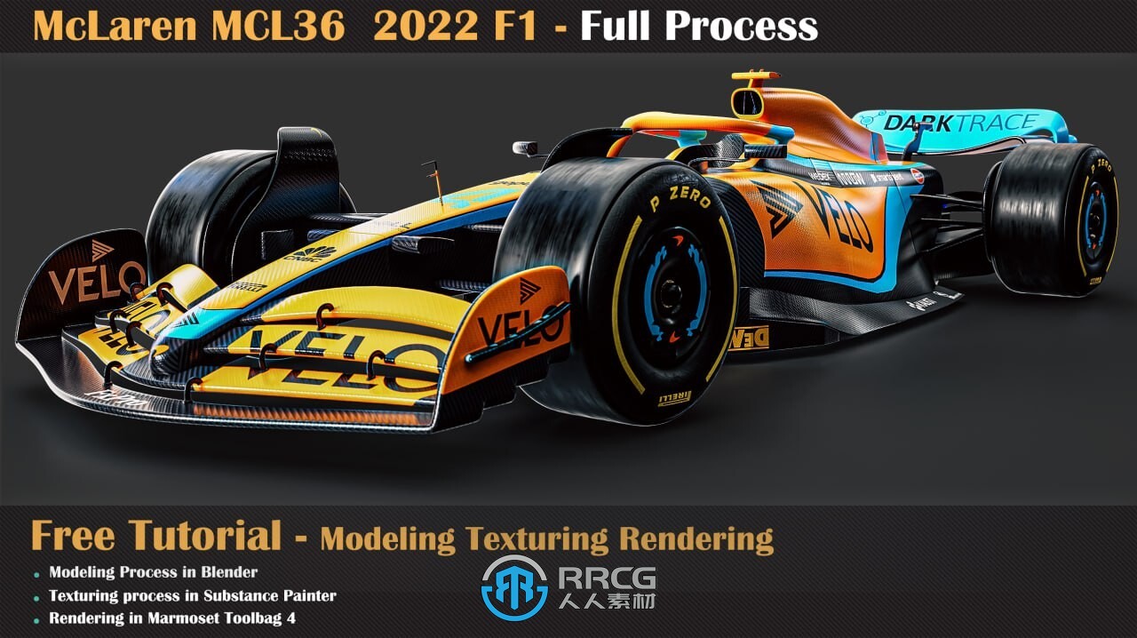 Blender迈凯轮F1MCL36赛车制作完整流程视频教程