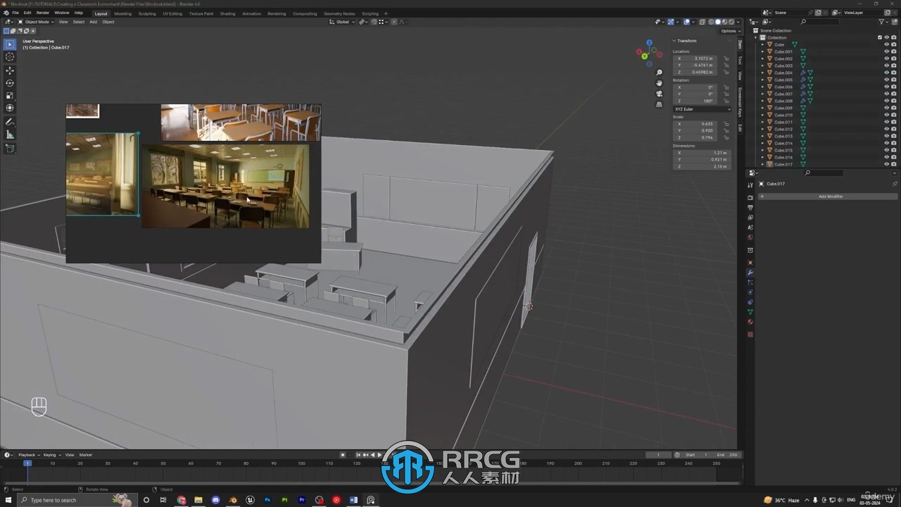 UE5与Blender逼真教室环境场景制作工作流程视频教程