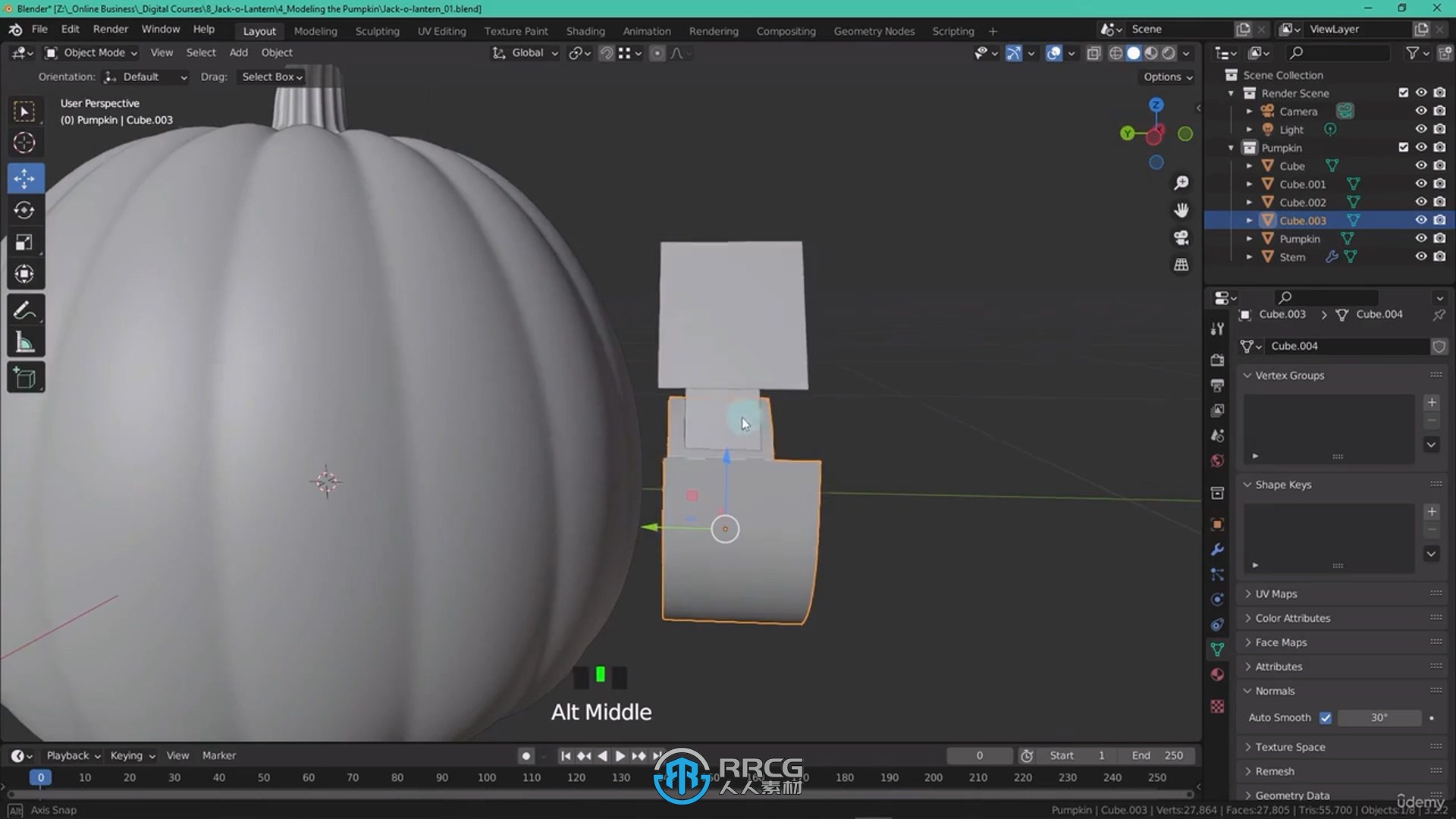 Blender恐怖万圣节南瓜灯实例制作视频教程