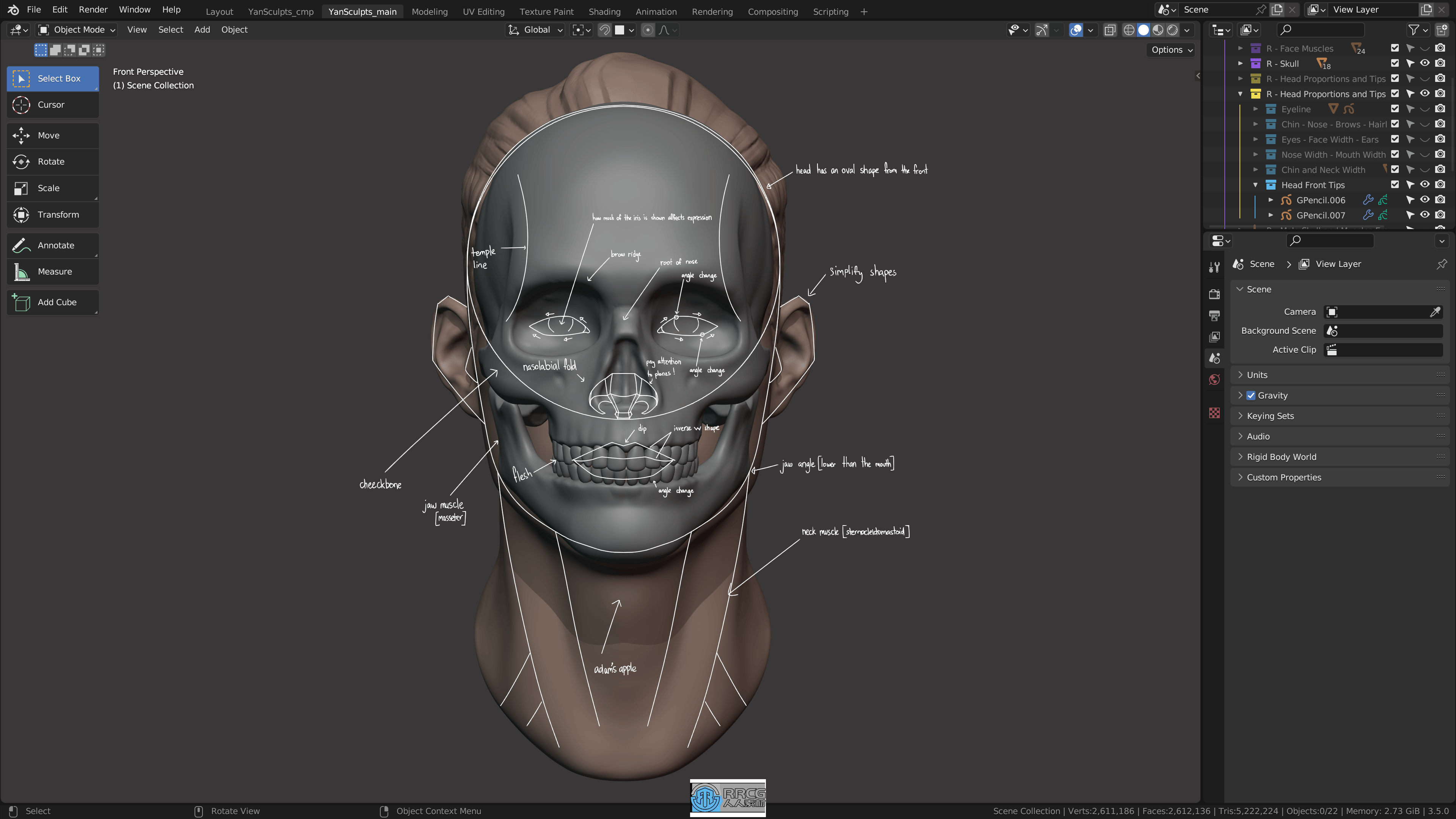 Blender人物头部数字雕刻大师班视频教程