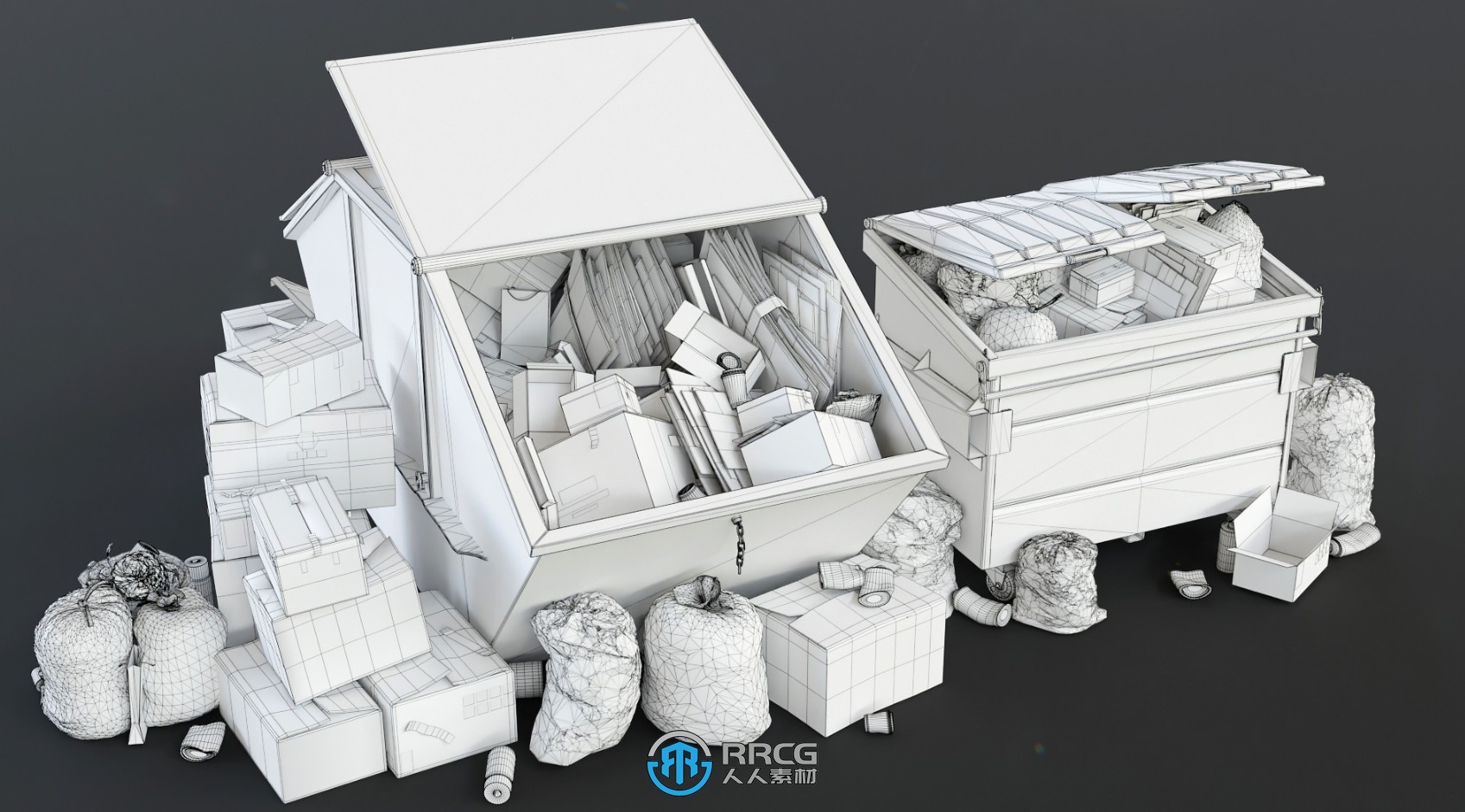 715组逼真垃圾废物大小物件3D模型资产合集