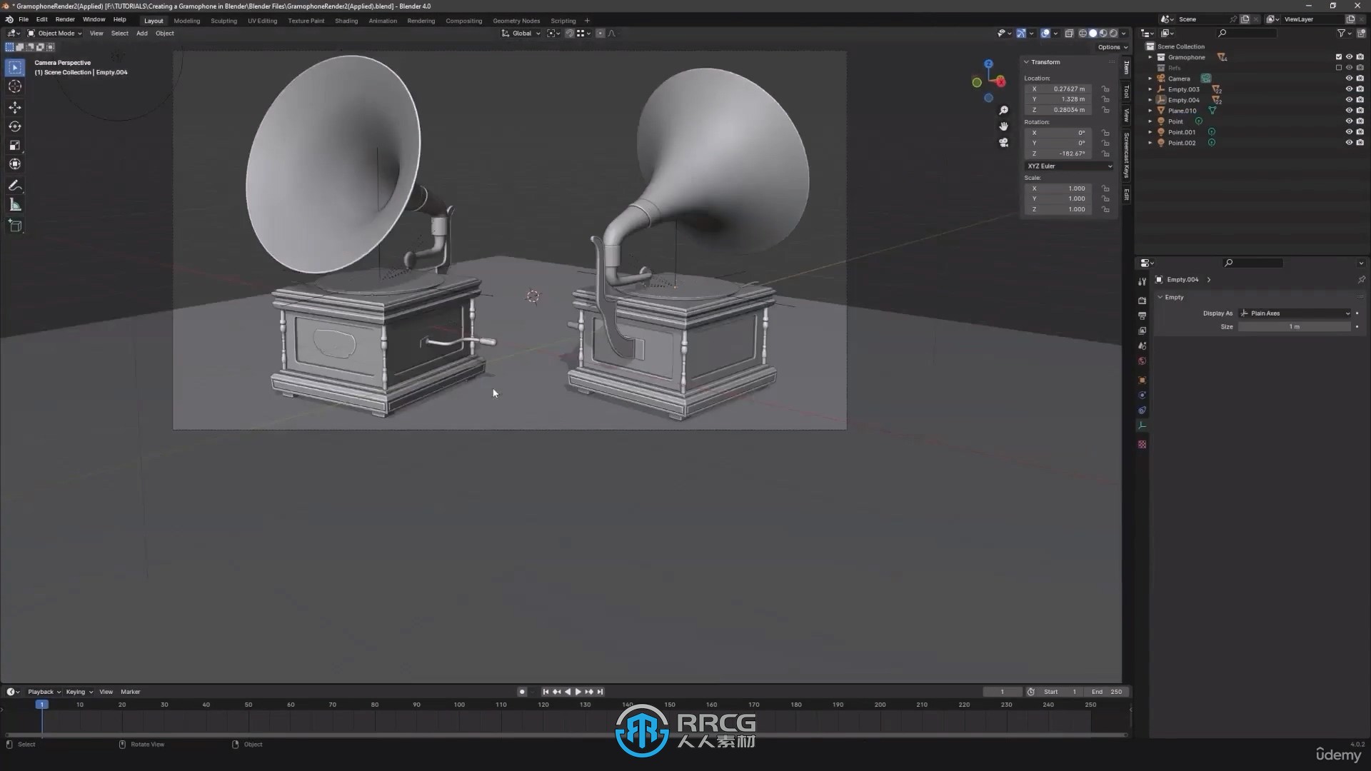 Blender与SP老式留声机建模与纹理实例制作视频教程