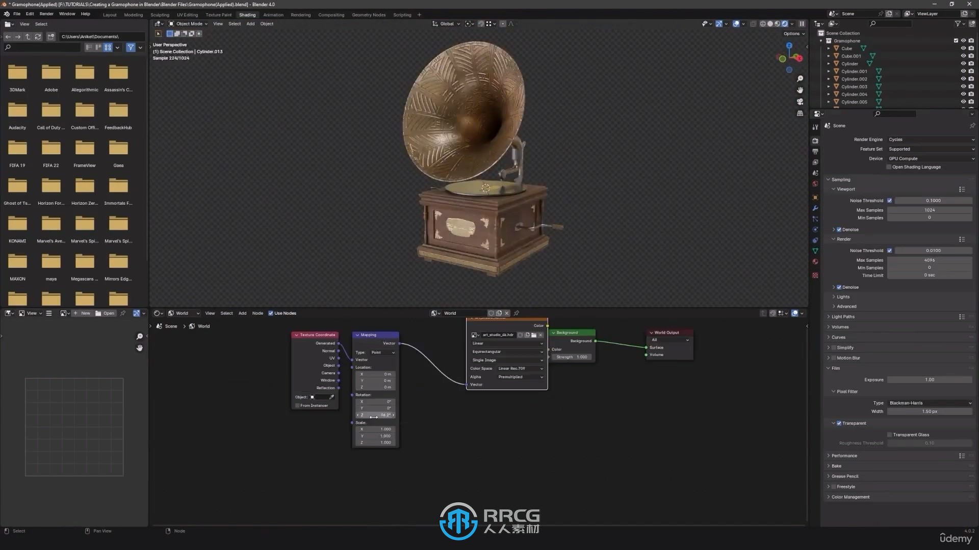 Blender与SP老式留声机建模与纹理实例制作视频教程