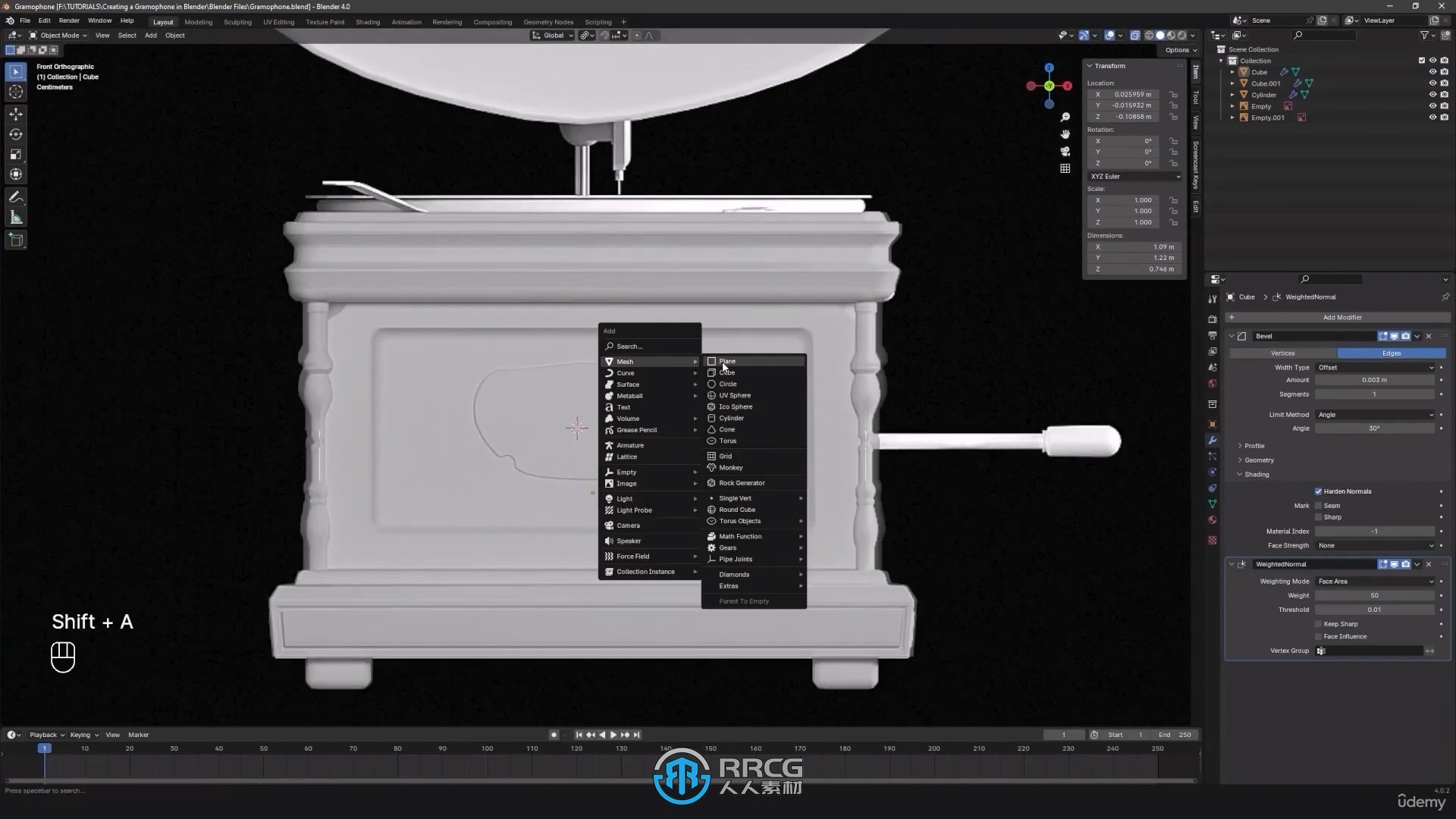 Blender与SP老式留声机建模与纹理实例制作视频教程