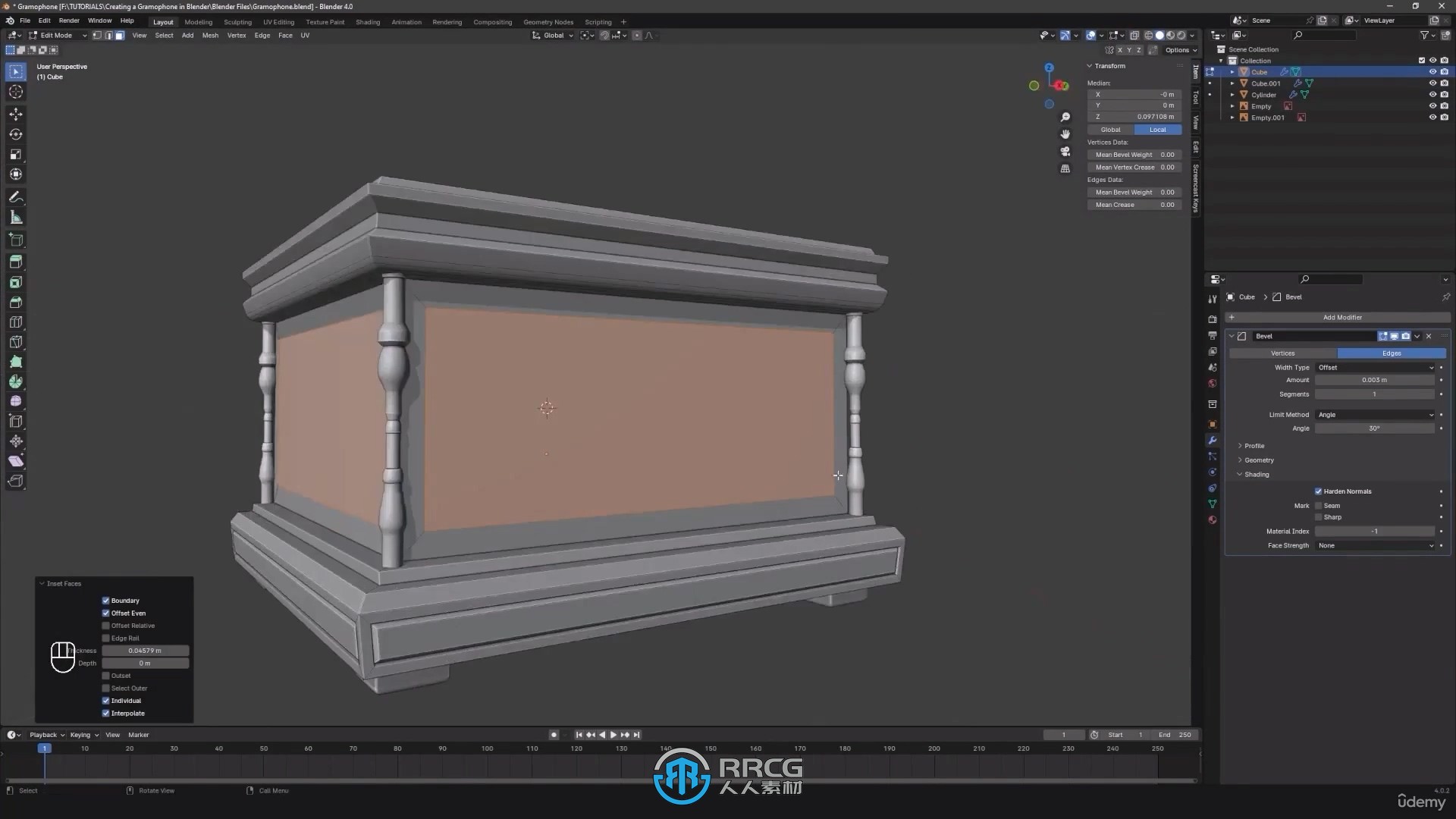 Blender与SP老式留声机建模与纹理实例制作视频教程