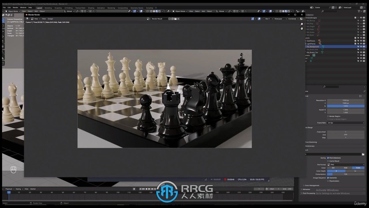 Blender国际象棋3D建模制作流程视频教程