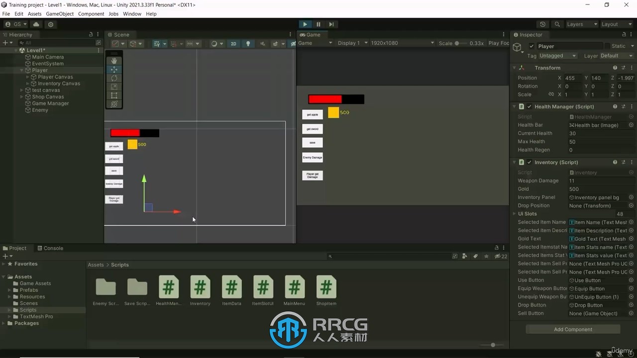 Unity横板射击游戏制作流程视频教程