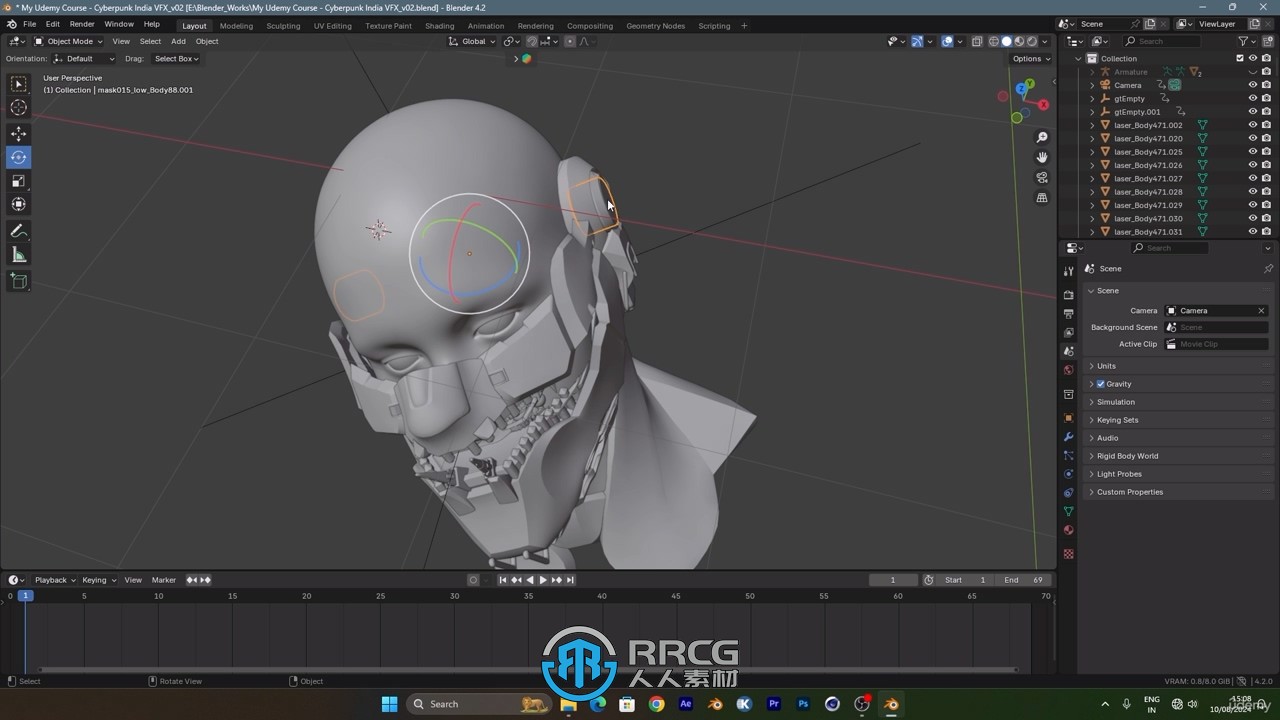 Blender与AE赛博朋克机甲VFX视觉特效制作视频教程