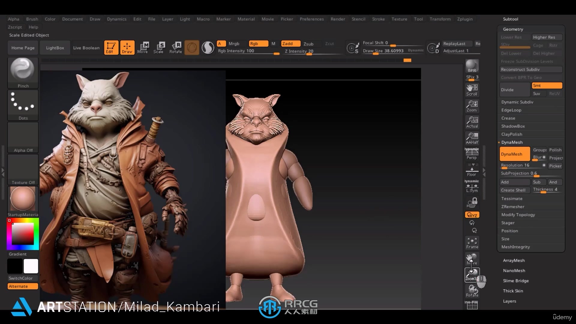 ZBrush忍者兔角色完整雕刻建模制作视频教程