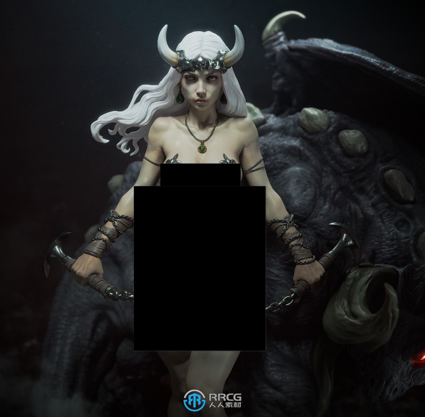 恶魔女王角色雕刻手办3D打印模型