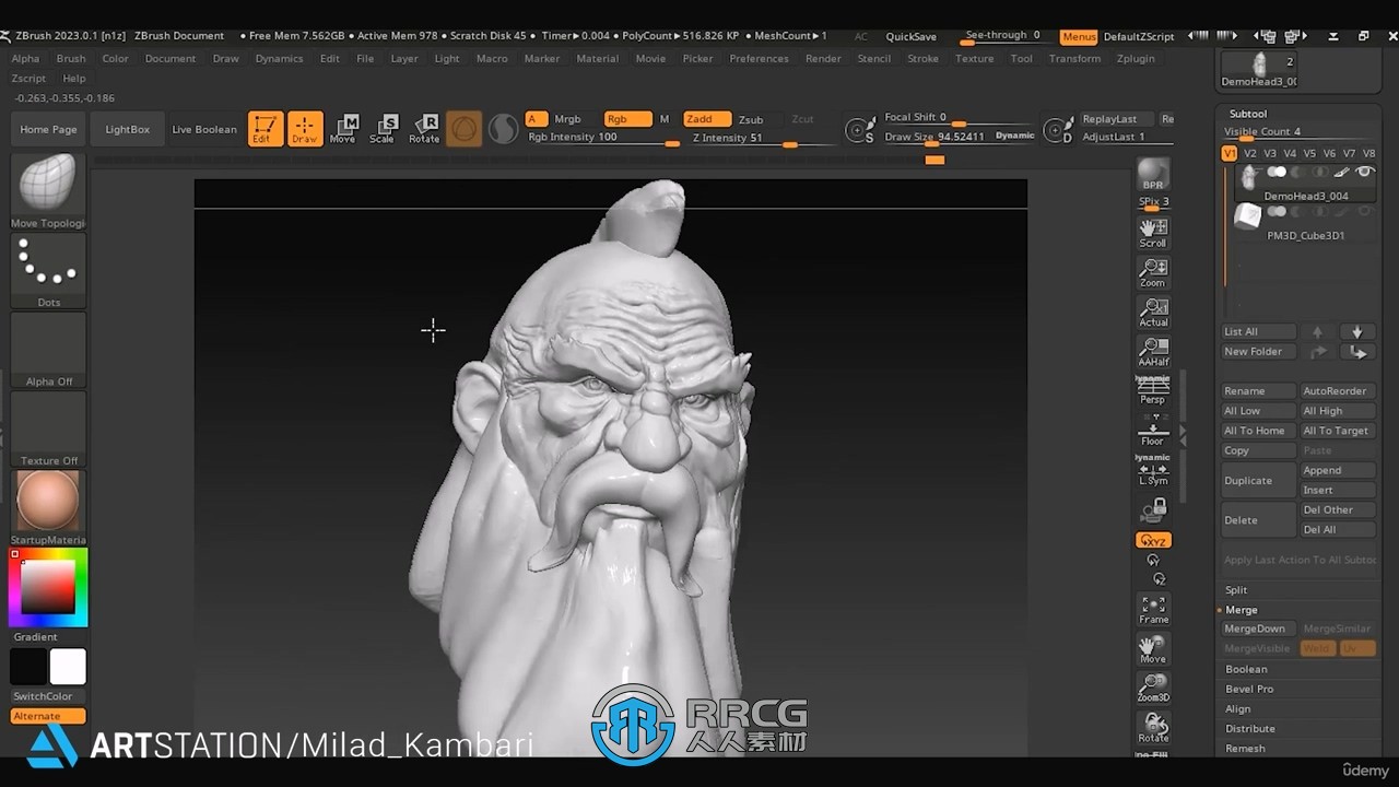 ZBrush矮人头部游戏角色雕刻建模视频教程