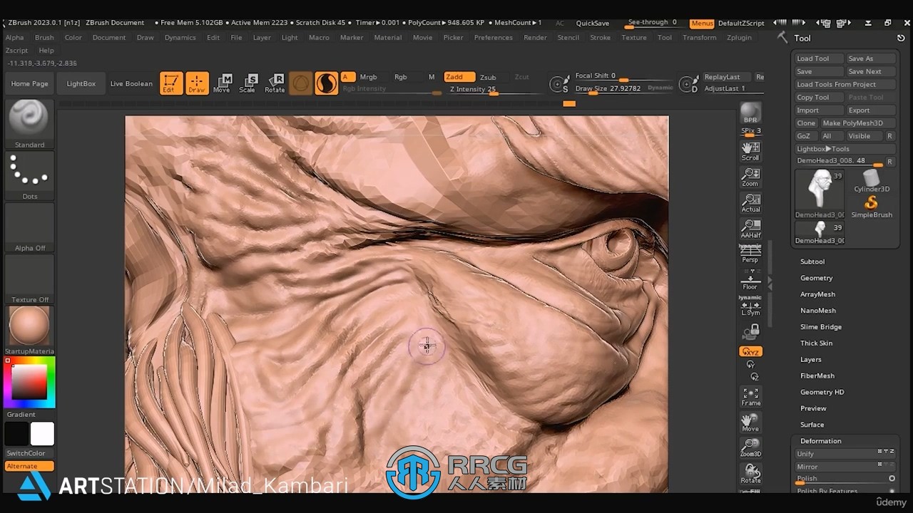 ZBrush矮人头部游戏角色雕刻建模视频教程