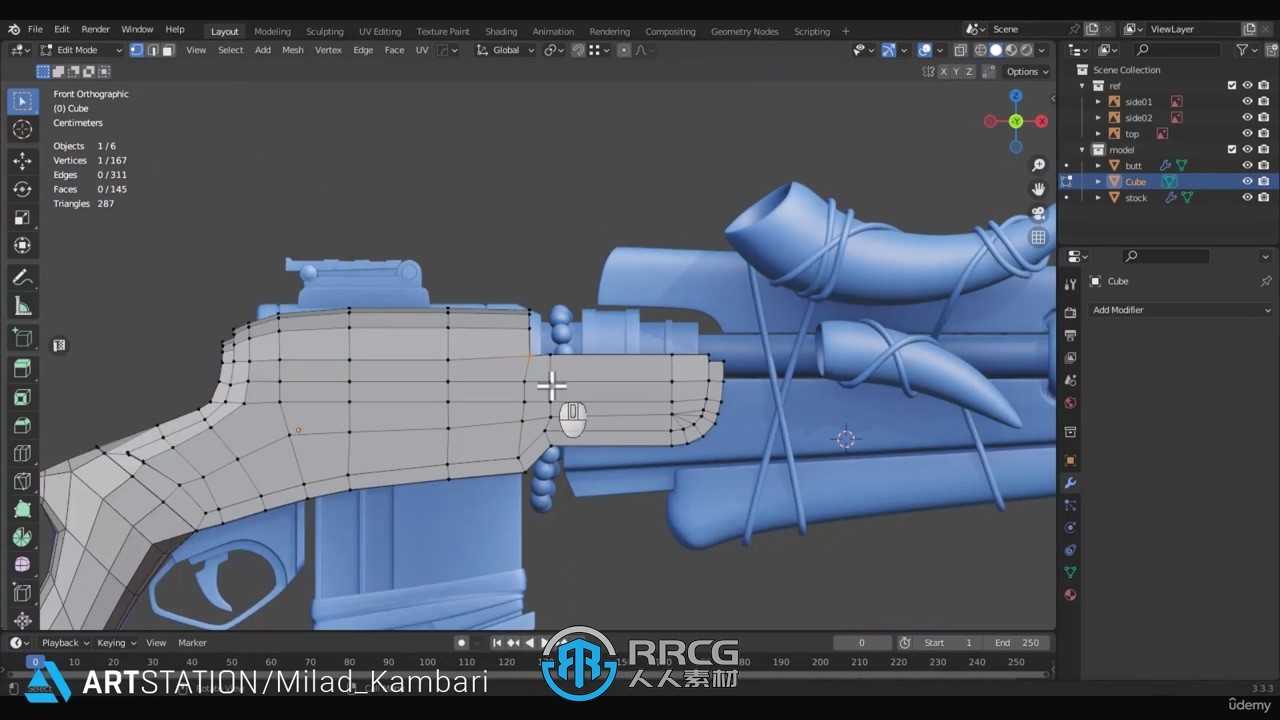 Blender高精度游戏步枪完整制作流程视频教程