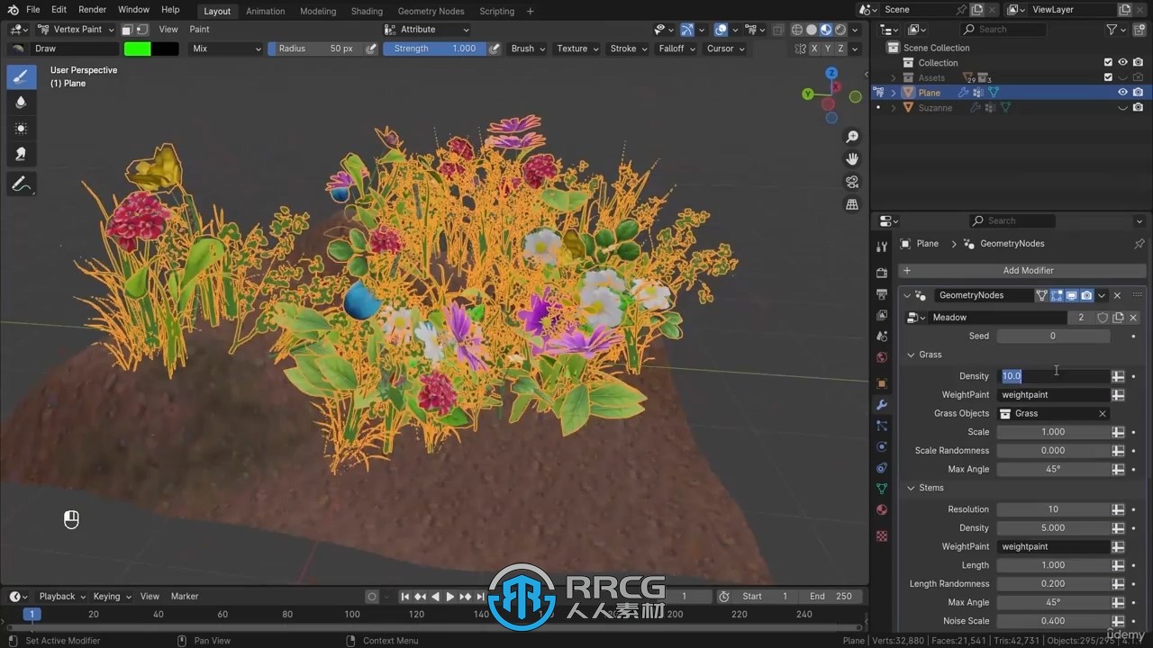 Blender几何节点植被散布技术视频教程