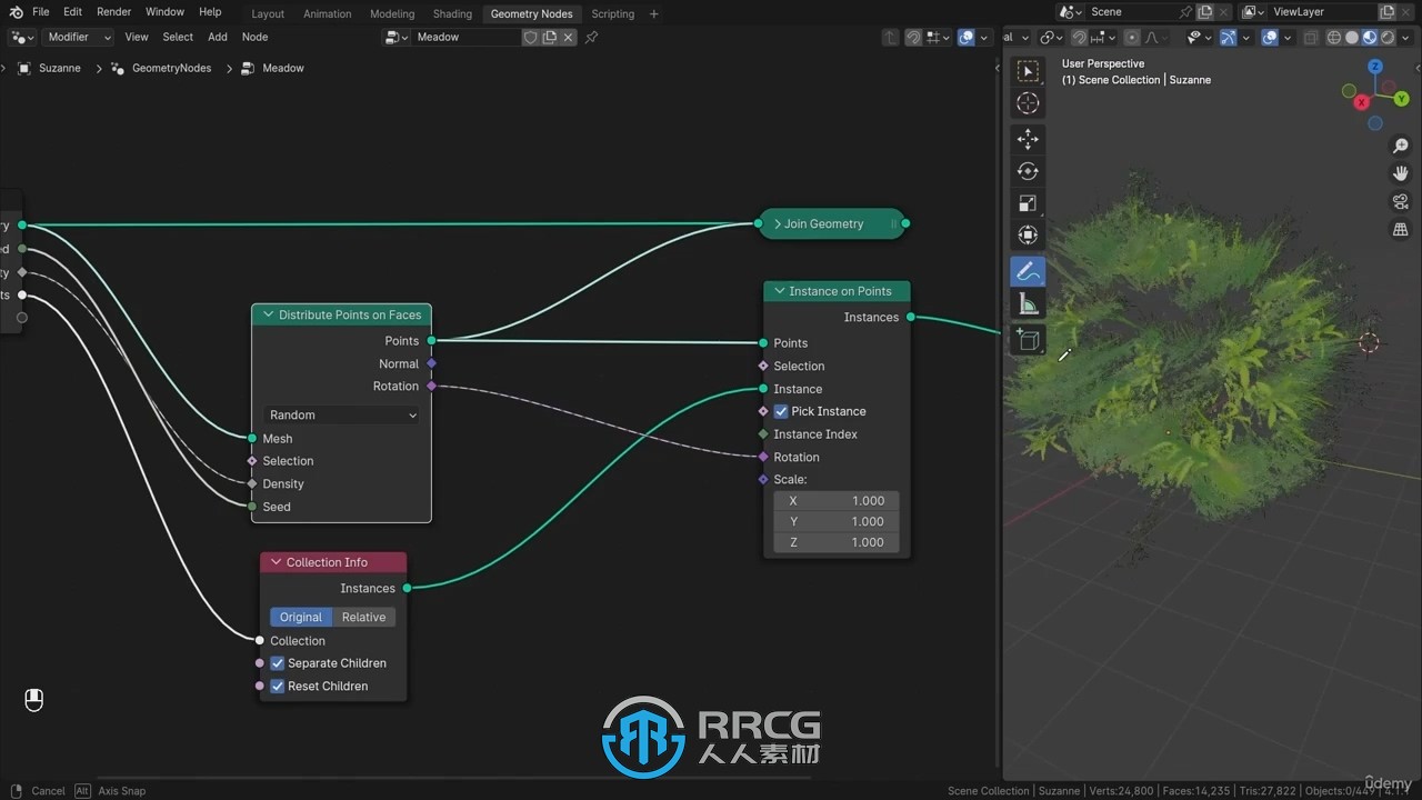 Blender几何节点植被散布技术视频教程