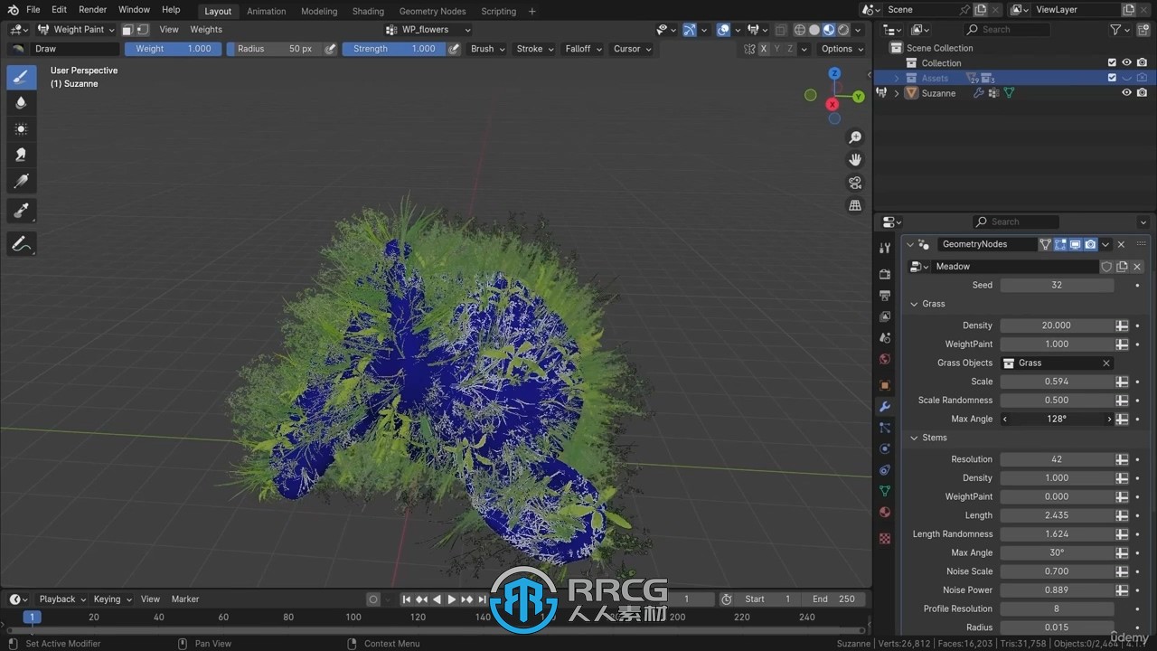 Blender几何节点植被散布技术视频教程