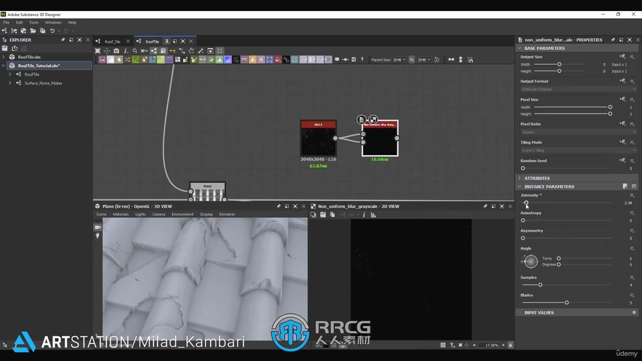 Substance Designer破损屋顶瓦片材质制作视频教程