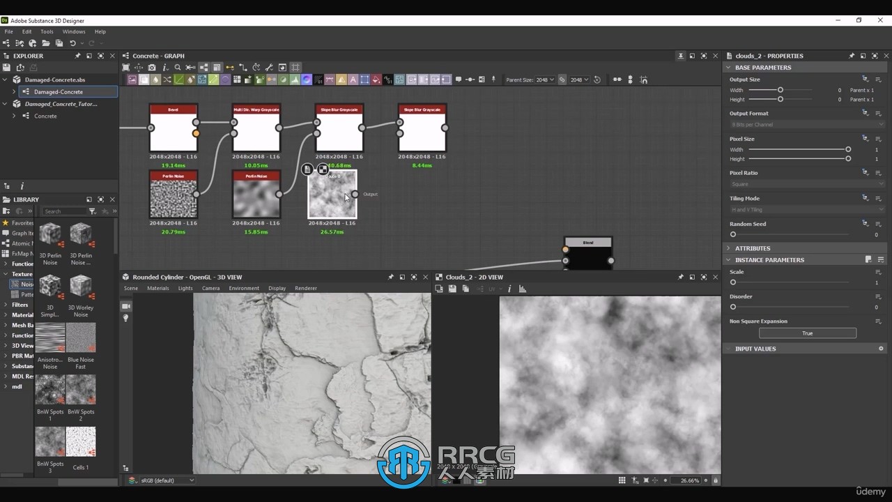 Substance Designer逼真混凝土材质制作流程视频教程